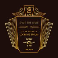 Wedding Invitation Card - Art Deco Vintage Style N12