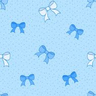 Blue seamless pattern with color bows
