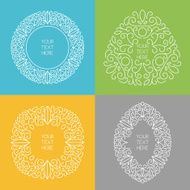 Set of vector line round square triangle oval frame