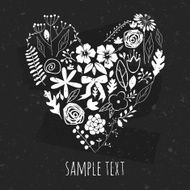 vector floral heart shape on blackboard