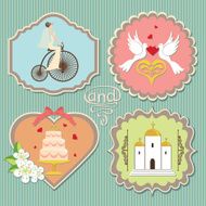 Label with cute wedding elements