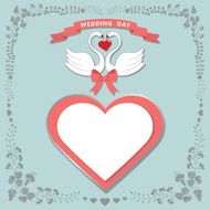 Cute template Floral frame hearts label cartoon swans N2