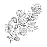 Vector Beautiful Decorative Contour Flower N6