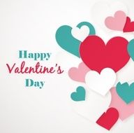 Happy Valentine&#039;s Day with paper hearts Vector illustration