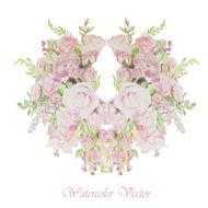 Vector bouquet of pink yellow and white roses N4