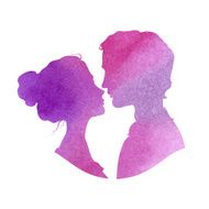 Profile silhouettes of man and woman watercolor vector illustra N2