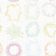 floral wreath seamless pattern Sketch frames hand-drawn Vector