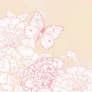 Card with peony and butterfly N5