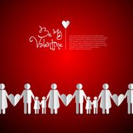 Happy Valentines Day Paper Men and Woman with heart