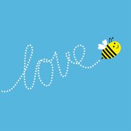 Flying bee Dash word Love in the sky Card