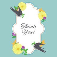 Vintage flowers postcard with bird