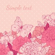 Card with peony and butterfly N6