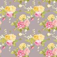 Seamless Floral Shabby Chic Background - Vintage Roses Flower N2