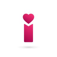 Letter I heart icon design template elements