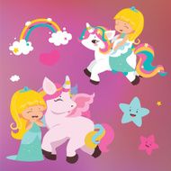 Cute little blond princess with unicorn N2