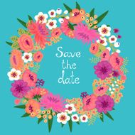 Vintage card with floral wreath Save the date N9
