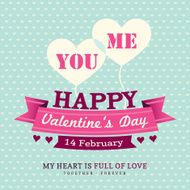 Valentines Day Invitation card design template ribbon with heart
