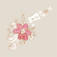 Cute valentines love bird