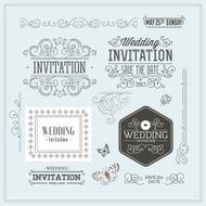 Vintage Wedding invitation design kit Elements ornaments badges Vector illustration-01 N2