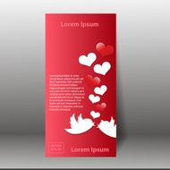 Valentine&#039;s Day Card Banner With Two Birds Vector