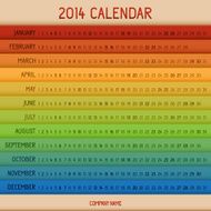 Full color 2014 vector calendar N2