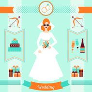 Wedding invitation card template in retro style N3
