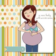 happy pregnant woman baby shower card N27