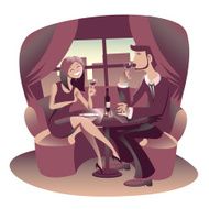 Young couple of lovers have a romantic dinner at restaurant