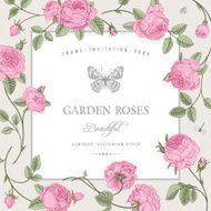 Vintage vector card with beautiful garden roses