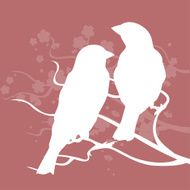 Two birds on a branch Vector illustration