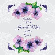 Watercolor elegant wedding invitation with japanese sakura
