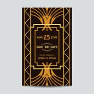 Wedding Invitation Card - Art Deco Vintage Style N13