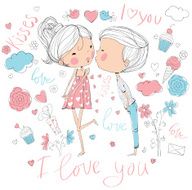 Romantic concept Loving boy and girl kissing