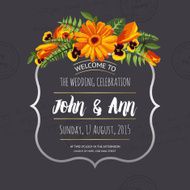 Wedding invitation card with painted flowers N5