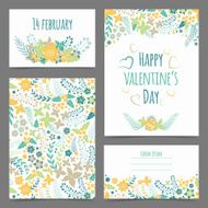 Set of valentine&#039;s flower cards N4