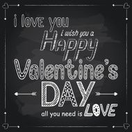 Valentine&#039;ÂÂs day typographical card on blackboard