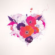 Abstract vector floral heart N3