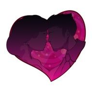 Happy couple kissing inside a red heart N2