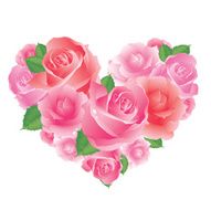 Vector heart of red and pink roses