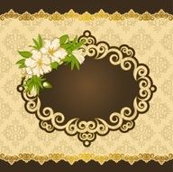 Flowers with lace ornaments on vintage background Vector