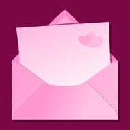 Blank love letter in pink envelope