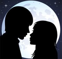 silhouette of young man and woman