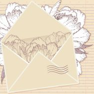 Love letter with flower on paper background