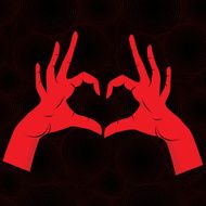 People hand like heart shape on seamless circle background N2