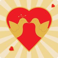 Kissing Birds in Heart