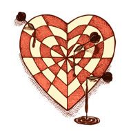 Target shaped heart with arrows emblem