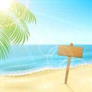 Sign on tropical beach