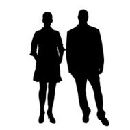Vector silhouette of a man with sexy woman N20