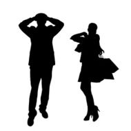 Vector silhouette of a man with sexy woman N21