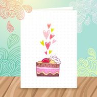 Happy Birthday postcard template with cake N2